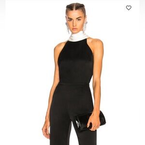 Galvan London *NEW*Sash Neck Tunic Satin Long Tie Neck Top Black & White Size 6